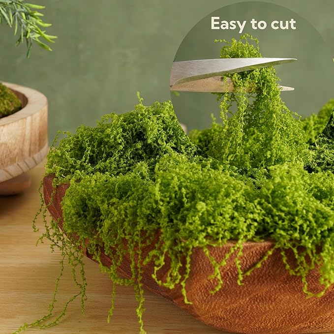 BYHER Fake Moss for Crafts – 3.5OZ Fluffy Cloudlike Artificial Moss for Potted Plant Indoor & Fairy Gardens – Realistic Green Moss Alternative for Terrariums, Dioramas, Model Scenes (Light Green)
