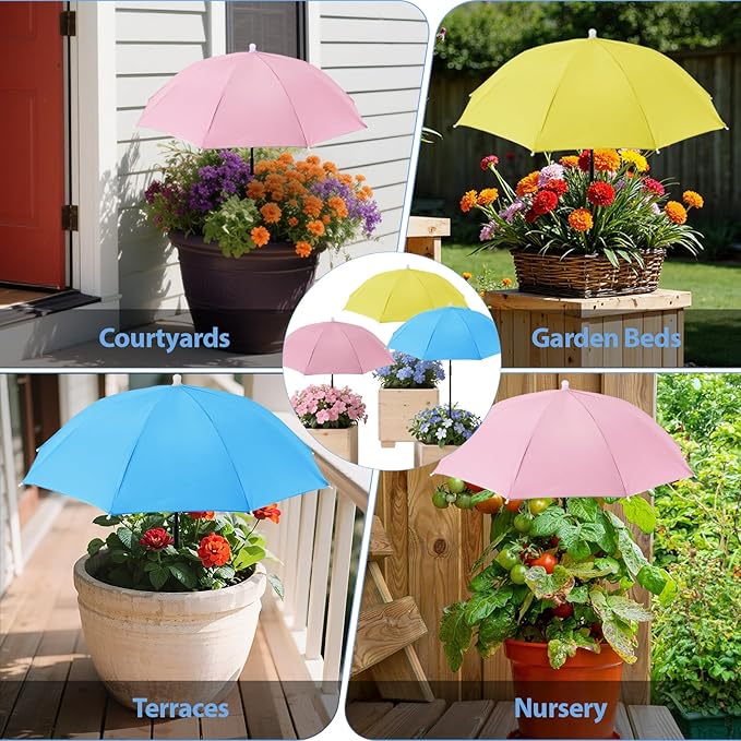 19.6''-35.4'' Plant Umbrellas for Outdoor Plants, Plant Shades for Outdoor Plants Adjustable Height with Three-Point Stands Umbrella for Plants Sun Shade for Plants, Flower, Potted Plant, Garden