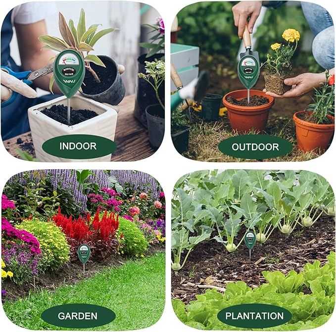 WNJ 2 Pack Soil Moisture Meter, Plant Water Monitor, Lawn Moisture Meter，Soil Hygrometer Sensor for Gardening, Farming, Indoor and Outdoor Plants (Classic Black)