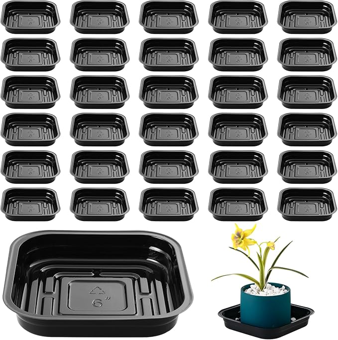 6 Inch Plant Saucer 30 Pack Plant Trays for Pots Square Plant Pot Saucers for Outdoors and Indoors Plant Water Catcher Tray Plastic Plant Trip Trays Saucers for Potted Plants Planter Dishes