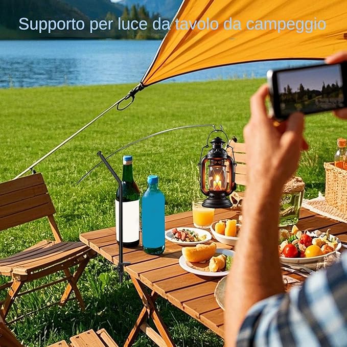 Camping Lantern Stand, Arched Light for Tabletop, Garden Picnic Supplies, Lighting Rack Accessories, Backpacking Installation