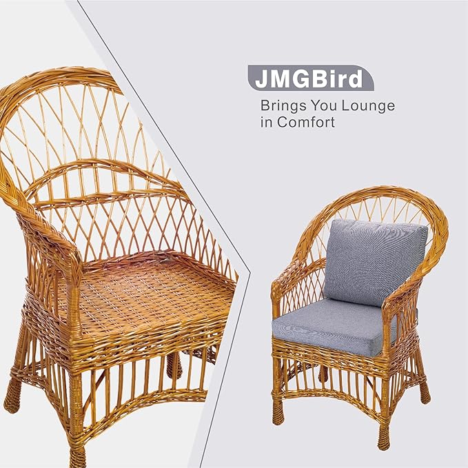 JMGBird Large Outdoor Chair Cushion Set - 22"x22" Tufted Seat & Back Cushions, Grey for Deep Seat Patio Furniture