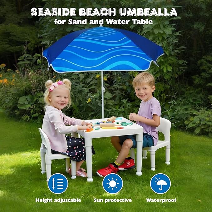 AMMSUN 5ft Seaside Umbrella for Sand Box and Water Table - Kids Durable Umbrellas for children Beach Camping Garden Outdoor Play Shade (5ft Navy Blue)