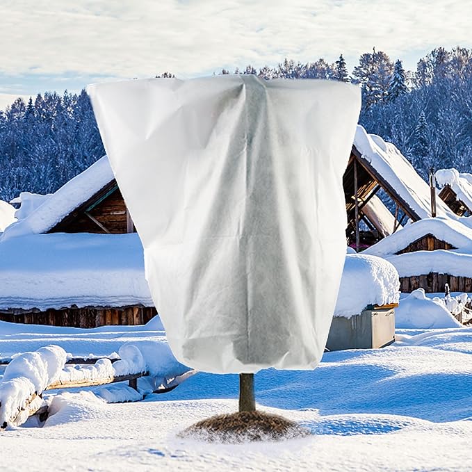 3 Packs Plant Cover, 7 Ft x 6 Ft Frost Winter Protection Tree Wrap Bag, Cold Weather Protection Cloth Cover Outdoor for Growing Season Extension and Freezing Protection