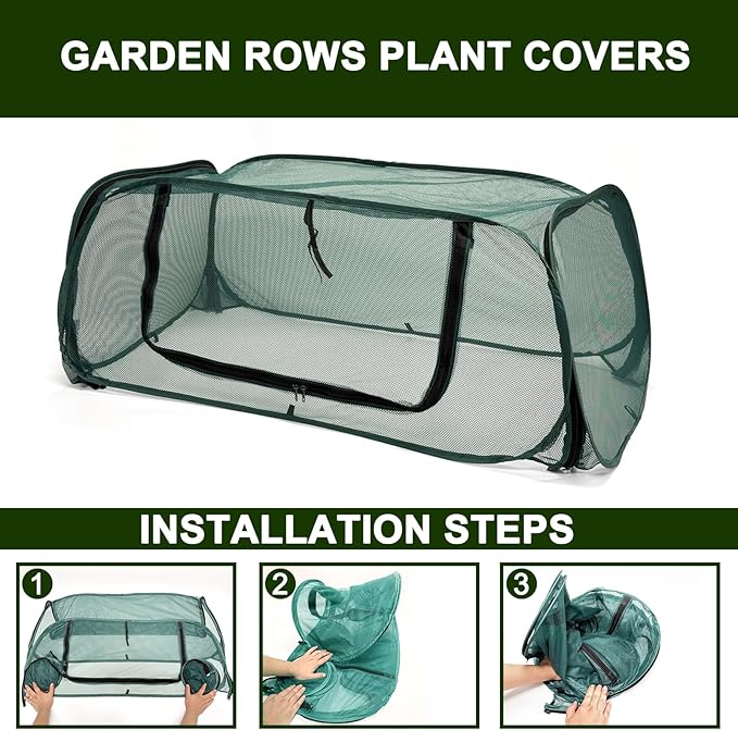 Garden Cover for Raised Beds 45“ x 22” x 16" Pop-Up Mesh Plant Garden Bed Cover For Vegetables, Seedlings, Fruits, Frost Protection, Outdoor Gardening Bird and Animal Barrier Greenhouse Cover