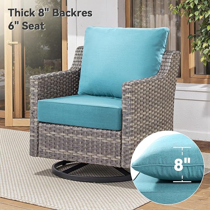 6" Thick Outdoor Cushions 24x24x6, 5-Set Deep Seat Patio Cushions with Removable Cover, Waterproof & Fade Resistant Replacement for Wicker Chair, Loveseat, Sofa - Teal