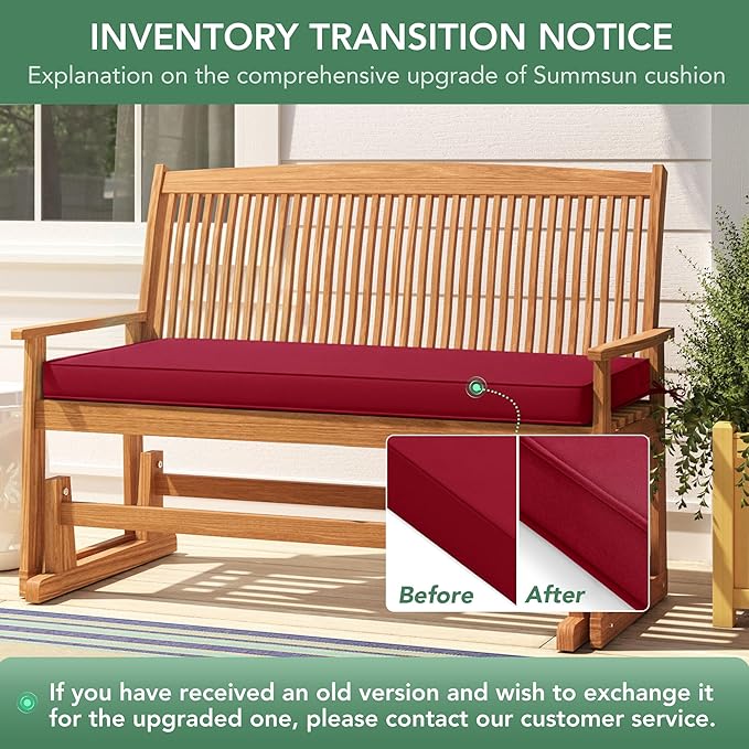 Outdoor Bench Cushion: Waterproof and Fade Resistant Patio Furniture Cushions - Non-Slip Bench Pad Cushion with Removable Cover for Garden Swing Porch Sofa Settee, 42 x 18 Inch, Burgundy