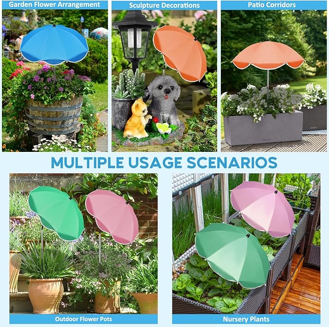 23.6" Adjustable Garden Umbrella Shade for Outdoor Use, Potted Greenery & Garden Beds – Angle-Adjustable Sun Protection