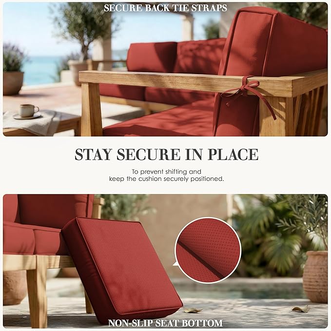 Outdoor Replacement Cushions for Patio Furniture, 5" Foam High-Density, 14-Piece Water-Resistant Outdoor Cushion for 6-Seat Sectional Patio Conversation Sets, Liner&Cover