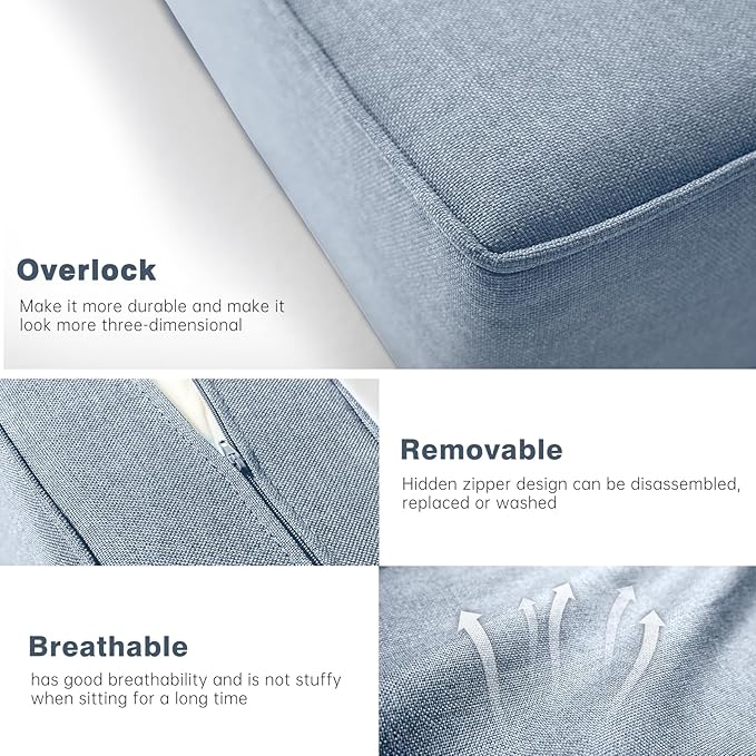Belord Luxury 6" Thick Outdoor Cushion 5 Set - 22 x24 Inch 28D Sponge Filling Fade-Resistant Chair Cushion, Spill Proof Removable Patio Furniture Replacement Cushion for Sofa Bench Swing - Baby Blue