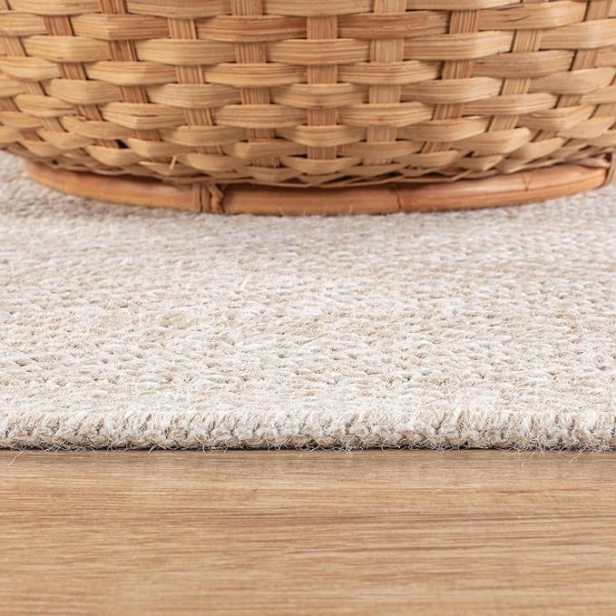 CAMILSON Easy Jute Rug 10x14, Indoor Outdoor Off-White Color Fiber Area Rugs for Living Room and Patio Rug Herringbone Boho Woven Design Easy-Cleaning Washable Outside Carpet Alfombras 10 x 14