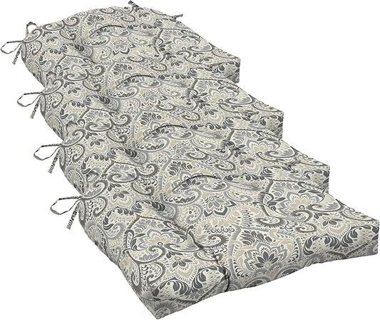 Arden Selections Rocking Chair Cushion, 21 x 21, Rain-Proof, Fade Resistant, Cushion for Rocking and Outdoor Chairs 18 x 20, Neutral Aurora Damask (Pack of 4)