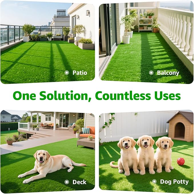 Artificial Grass Turf Outdoor for Garden Landscape Decoration, Fake Rug Mat with Drainage Holes,Synthetic Grass Lawn for Balcony,Backyard,Patio,Gate,Pool Deck, Dog Potty Training Grass 4ftx6ft