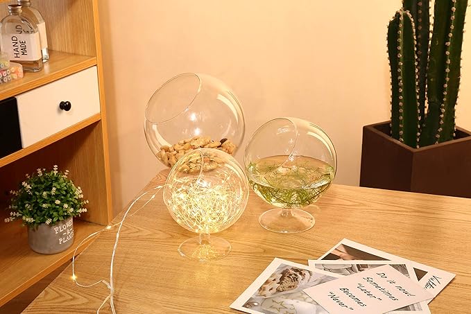 WGV Planter Terrarium with Stand, Ball Diameter 5" Height 6", Clear Glass Floral Container Vase, DIY Succulents Outdoor Garden Home Office Decor Slant Cut Orb, 6 Pieces