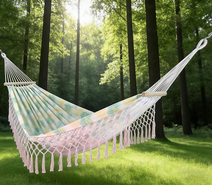 Beautiful Boho Style Hammock,Bohemian Outdoor Portable Person Hammock,for Suitable for Patio, Beach, Garden,Wedding Decor Khaki 79 * 59