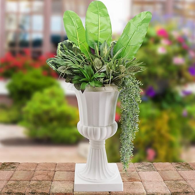 Arcadia Garden Products PL51WT-2 Deluxe Plastic Urn (Pack of 2), White, 16"x27"