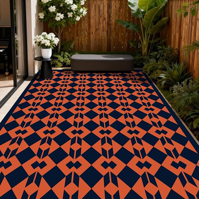 WILDROOTS 8x10 Feet Diamond Mask Plastic Outdoor Rug, Stain Resistant Waterproof Reversible Outdoor Patio Rug, Fade Resistant Camping Rug