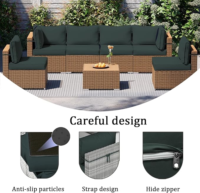 14 Pieces Outdoor Sectional Replacement Cushions for Patio Furniture, 4in Thick Outdoor Sofa Cushions for 6 Seat, Waterproof Deep Seat Couch Patio Cushion Set (Dark Gray)