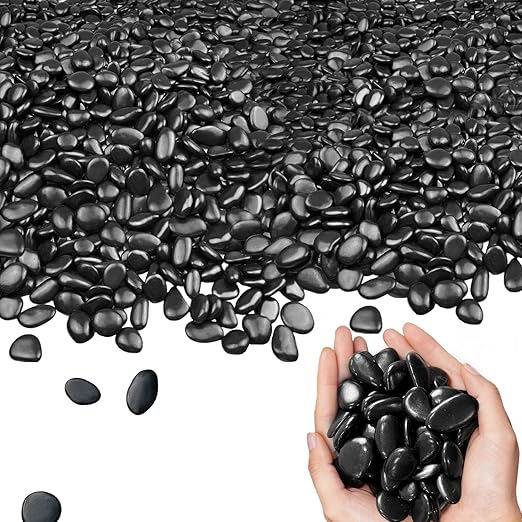 15LB Black River Rocks, 0.5–1.0 inch Pebbles for Indoor Plants, Aquarium Rocks, Fish Tank Gravel, Planters, Decorative Stones for Vase Fillers & Garden Landscaping Highly Polished