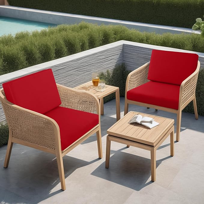 idee-home Outdoor Cushions for Patio Furniture, Outdoor Seat Cushion, Waterproof Hampton Bay Deep Seat Replacement Couch Chair Cushions for Garden Lawn Backyard Deck, Red 28.5 x 28.5