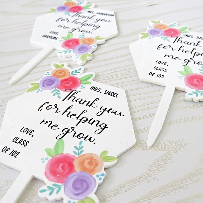 Custom Teacher Plant Stake Gift – Garden Keepsake Sign from Student – Thank You for Helping Me Grow – Indoor Outdoor Decor – Succulent Marker for Pots or Planters