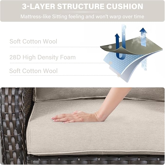 Outdoor Chair Cushions 6 Sets- 22 * 24" Patio Furniture Cushions with Removable Cover, 28D High Density Sponge Filling Outdoor Patio Cushions for Chairs, Rocker, Sofa and Loveseat - Beige