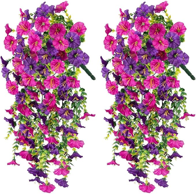 Ochine 2Pcs Artificial Hanging Flowers Plants for Outdoor Fall Decoration, Artificial Hanging Fall Flowers Realistic Faux Flowers for Planter Patio Porch Garden Autumn Harvest Thanksgiving Home Decor