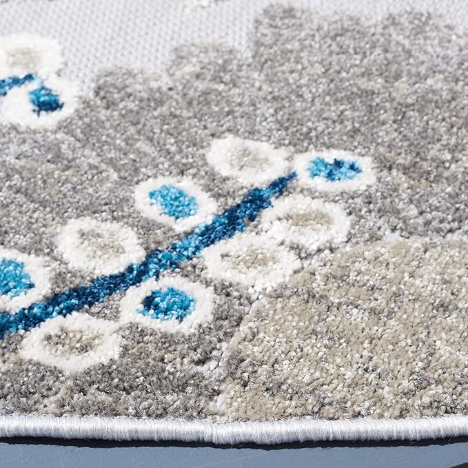 SAFAVIEH Washable Rug Outdoor Cabana Collection - 11' Round, Grey & Blue, Non-Shedding & Easy to Clean, Ideal for Patio, Backyard, Mudroom (CBN832F)