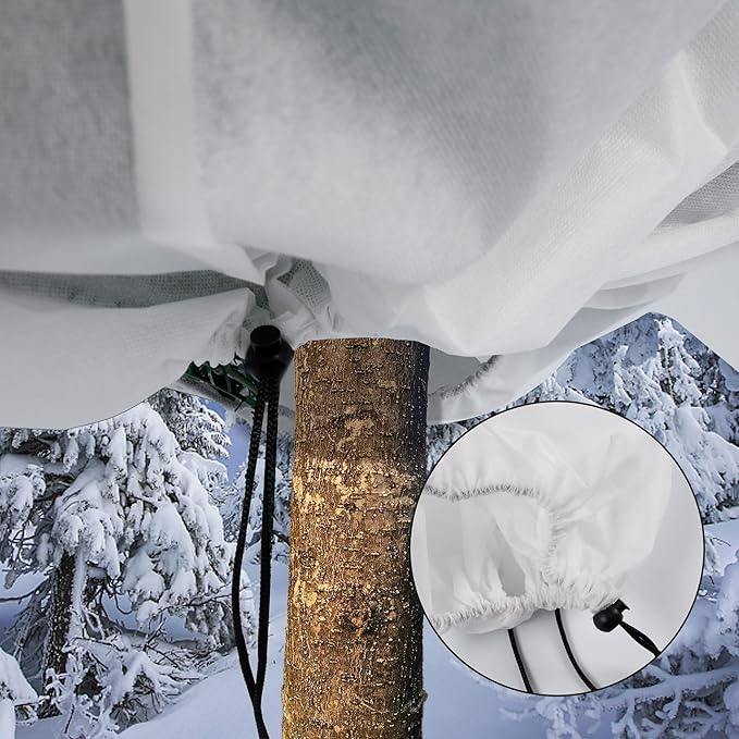 3 Packs Plant Cover, 7 Ft x 6 Ft Frost Winter Protection Tree Wrap Bag, Cold Weather Protection Cloth Cover Outdoor for Growing Season Extension and Freezing Protection
