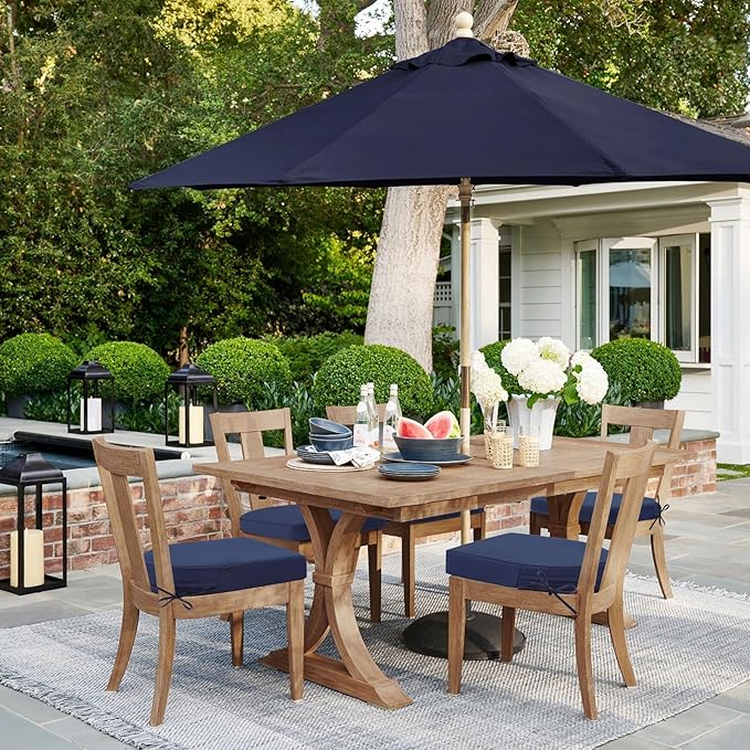 Topotdor Outdoor Chair Cushions Set of 2, 18"x18"x2" Waterproof Patio Chair Cushions for Outdoor Furniture, Round Corner Outdoor Seat Cushions Color Fastness Chair Pads with Ties, Royal Blue