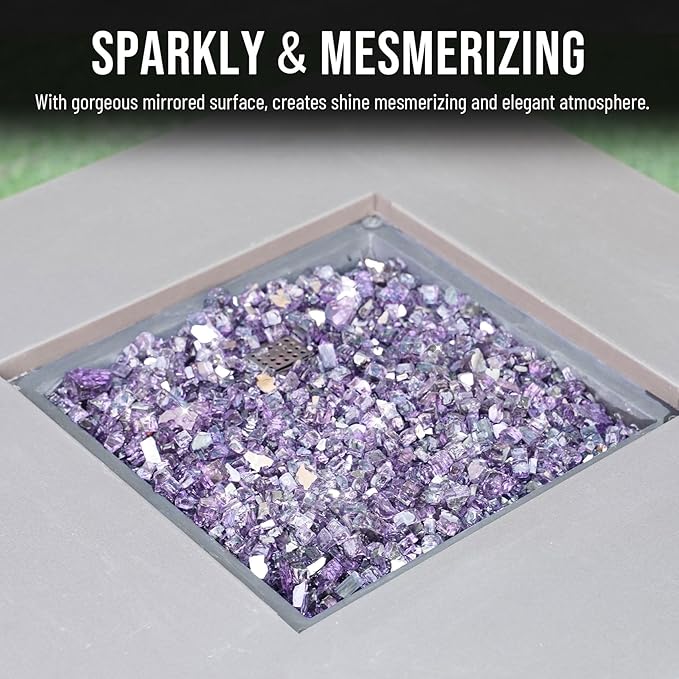Skyflame 1/2 Inch Purple Reflective Fire Glass for Fire Pit Table Fireplace and Landscaping