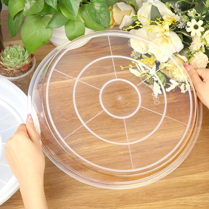 Clear Plant Saucer 12 14 16 18 20 Inch, Durable Plant Drip Trays Saucers for Pots, No Holes Water Catcher Trays for Indoor Outdoor Planter, Sturdy Base Plate(14", Clear)