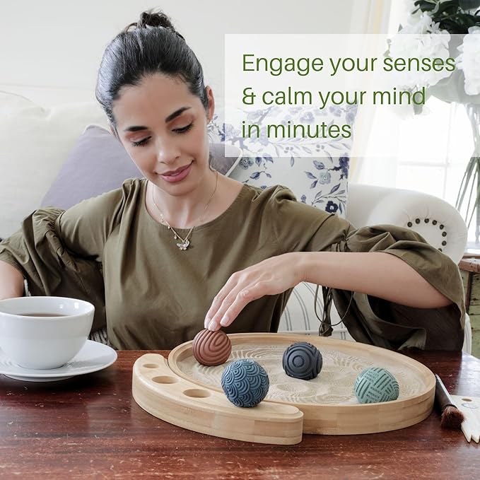 ENSO SENSORY Japanese Zen Garden Kit for Desk – 12” Bamboo Sand Garden Zen Décor | Meditation Gift | Sensory Therapy Tool for Mindfulness & Emotional Wellness