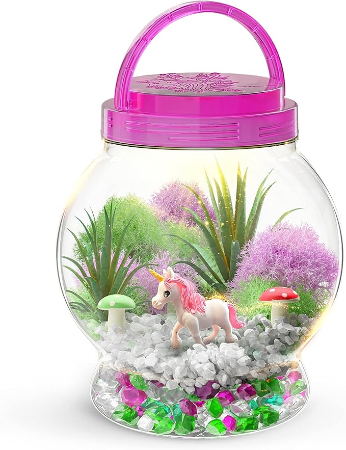 Dan&Darci Light-Up Unicorn Terrarium Kit for Kids - Kid Easter Birthday Gifts - Best Unicorn Toys & Activities Kits Presents - Arts & Crafts for Girls & Boys Age 4 5 6 7 8-12 Year Old Girl Gift