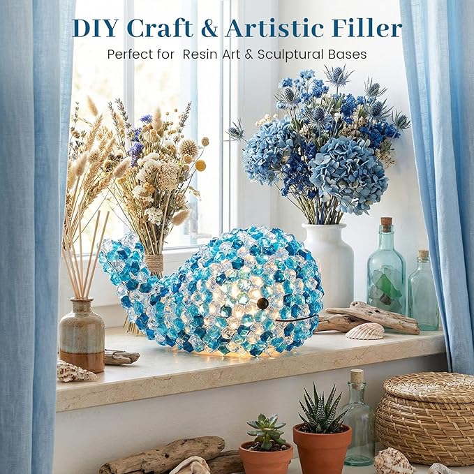 DomeStar 500PCS Fake Ice, Assorted Acrylic Glass Beads,Vase Fillers Fish Tank Decor Table Scatter Decoration