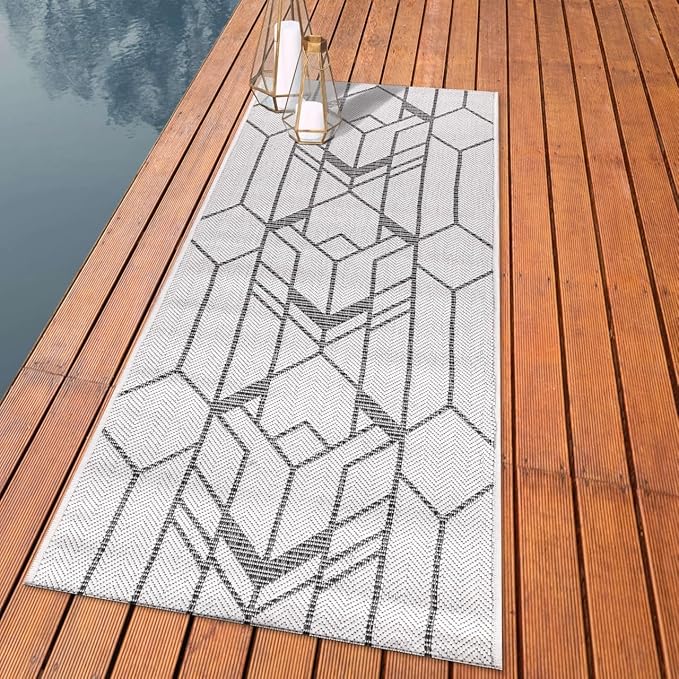 Keen Home Design Terrace Outdoor Runner Rug - 26"x119" Washable Indoor/Outdoor Rug for Patio, Kitchen, Balcony, Beach, Garden, Deck and Porch, Size: 2'2" x 9'11", Nelian