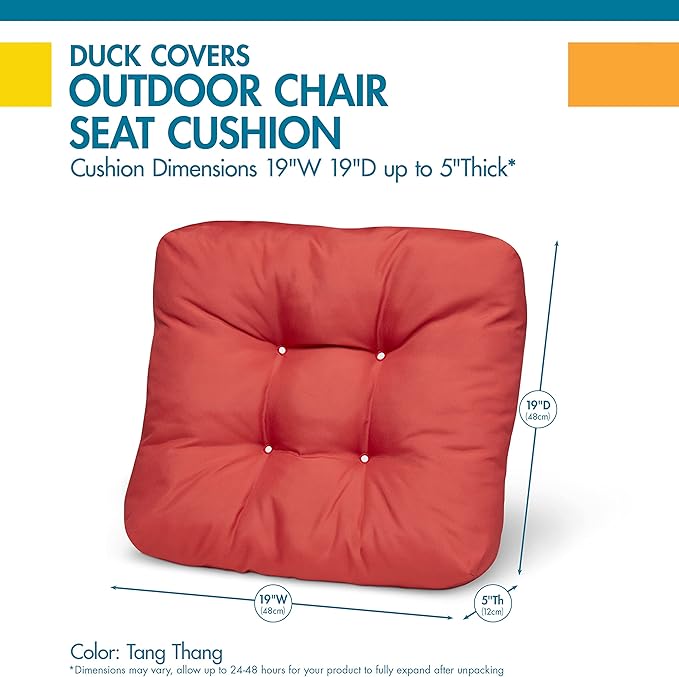 DUCKCOVERS® Water-Resistant 19 x 19 x 5 Inch Indoor Outdoor Seat Cushions, Tang Thang, 2-Pack, Outdoor Patio Cushions