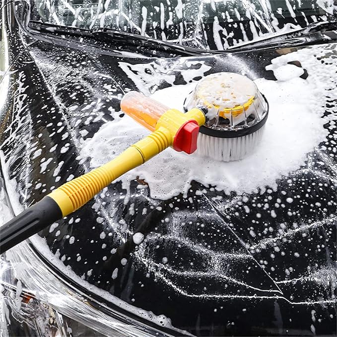 2023 New Auto Rotating Retractable Car Wash Brush, Car Wash Brush with Long Handle, 360° Spin Car Mop Automatically Foams Car Wash Kit, Removable Microfiber Car Cleaning Brush for Car RV Truck Garden