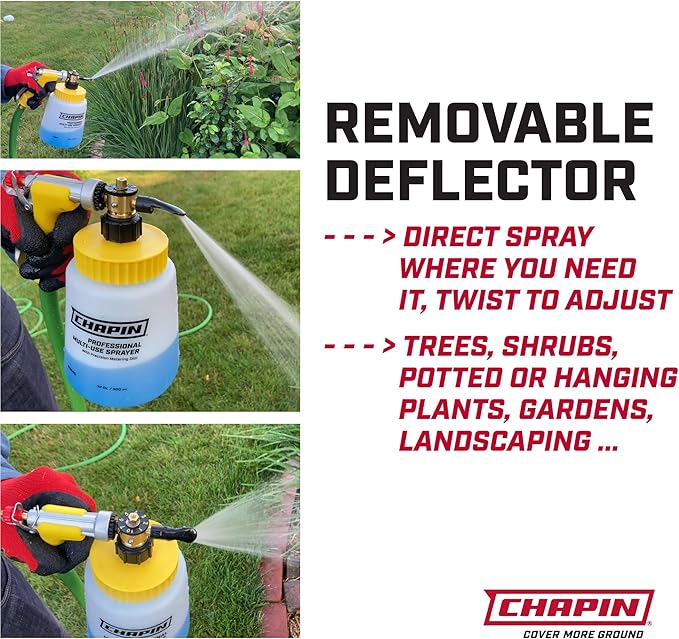 Chapin G364D Made in The USA 32 Ounce Professional Lawn and Garden Hose-End Sprayer with 16 Mixing Rations on The Metering Dial, Built-in Anti-Siphon, Translucent White