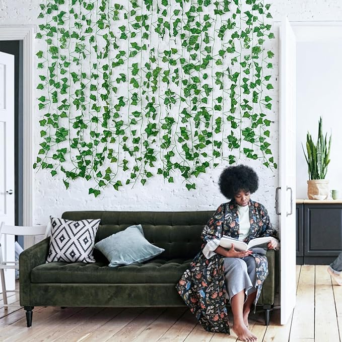 Fake Vines for Room Decor(24Pack168Ft) Aesthetic Artificial Plant Ivy Leaves Hanging Greenery Garlands for Home Bedroom Wall Wedding Christmas Party Office patio Indoor, Outdoor Garden Décor