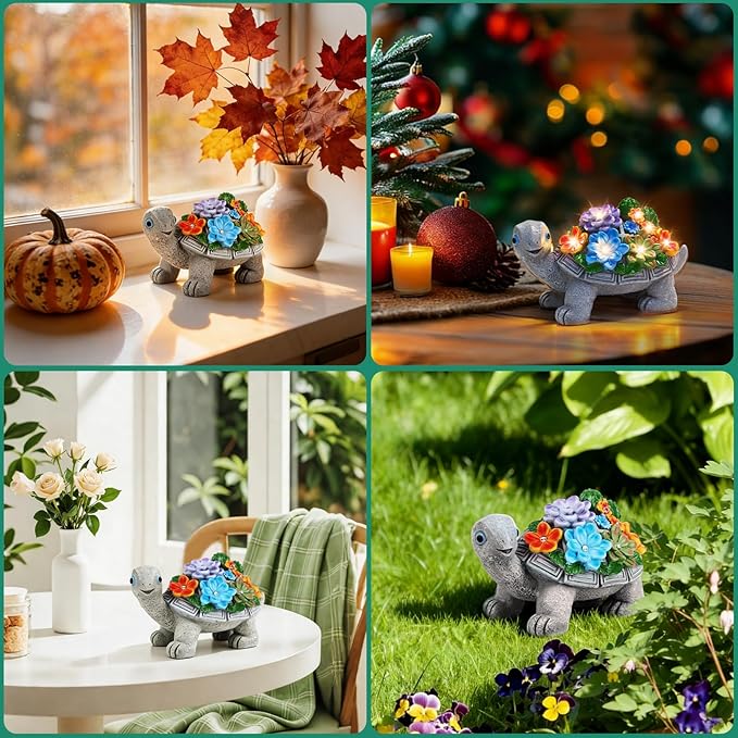 Linkax Easter Gifts for Adults, Solar Garden Decor for Outside Yard Outdoor Home Patio Decor, Turtle Statues Birthday Gifts for Grandma Mom Women Sister, Mothers Day House Warming Present