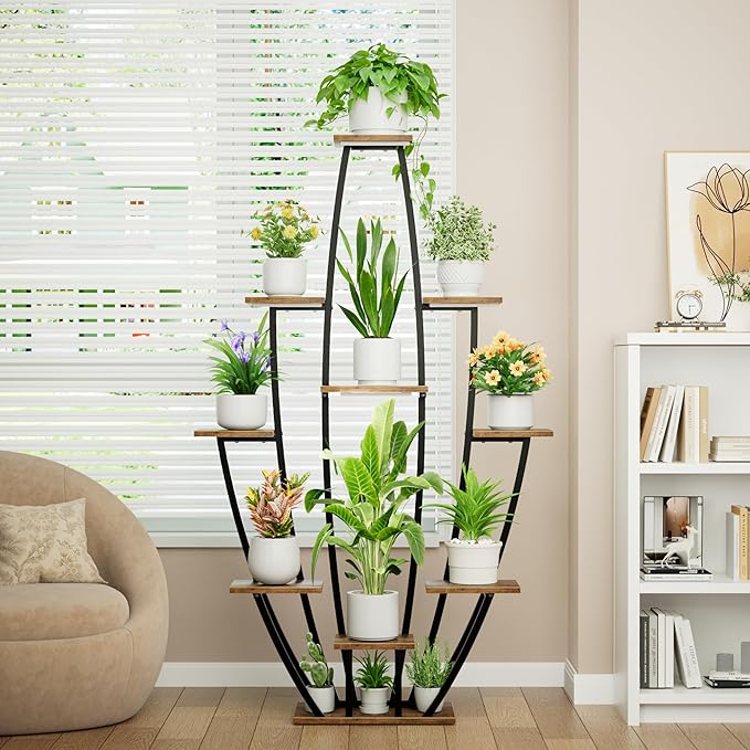 Plant Stand Indoor with Grow Lights - 10 Tiered Tall Plant Shelf Indoor, 59" Large Plant Stands for Indoor Plants, Metal Corner Flower Holder Rack Display for Living Room Patio Garden Balcony Home