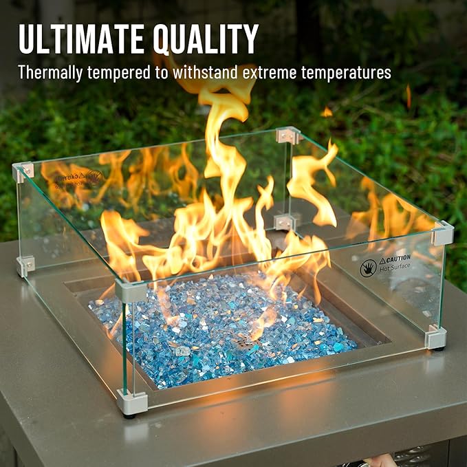 Skyflame 10-Pound Fire Glass for Fireplace Fire Pit and Landscaping, Pacific Blue Reflective, 1/4-Inch
