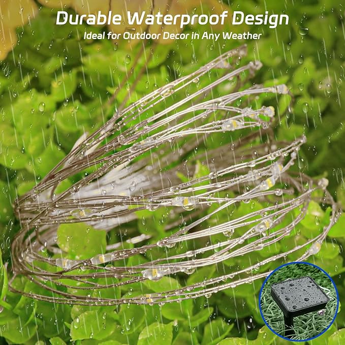Solar Fairy Lights Blue Outdoor Waterproof,16.4ft 50LED Solar String Lights Blue for Outside 8 Modes 2 Packs for Patio Backyard Garden Deorations Blue