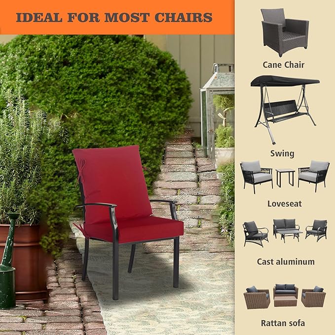 Goodgoods 20"x42" Outdoor Dining Chair Cushion Set of 1 Patio Furniture Cushion Resilient Foam Filling Water-Proof Stain-Resistant UV Resistant Weather Resistant Chairs Couch Sofa Upholstery Chili