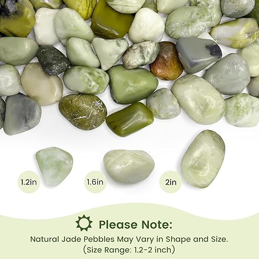 SIDONG 20 LB Jade Pebbles, 1.2-2Inch Natural Decorative Polished Jade Stones, Jade River Rocks for Succulents, Cactus, Vases, Indoor Plants, Garden Landscaping, Bamboo