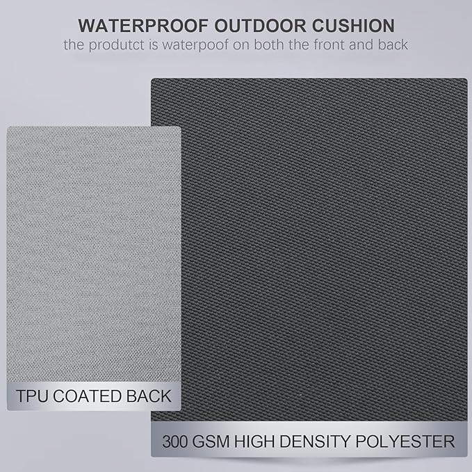 Favoyard Outdoor Chair Cushions 19"W x 19"D x 2"T Set of 4 Patio Chairs Cushions 3-Year Fade Resistant & Waterproof Cushions for Outdoor Furniture with Hidden Zipper, Attach Straps for Dining Chairs
