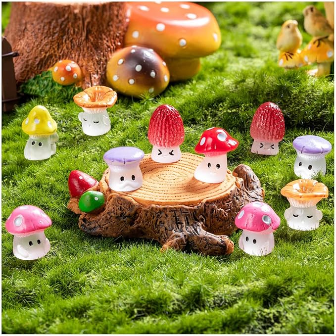 96pcs Mini Mushrooms Cute Resin Tiny Mushroom Figurines for Fairy Garden Terrarium Accessories Decor Micro Landscape Craft