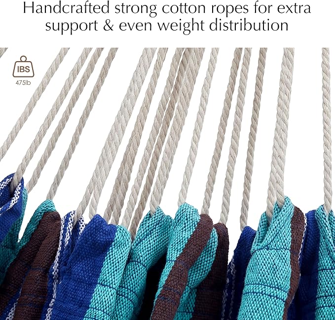 PNAEUT Double Hammocks for Outside, Replacement Outdoor Tree Hammock for Indoor Patio Porch Garden (Blue Lagoon, Medium)