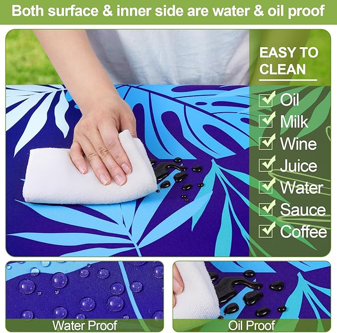 Picnic Table Cover with Bench Covers Camping Essentials Waterproof Windproof Camping Tablecloth with Drawstring Bag, Fitted Rectangle Tables and Seats, 72in, Navy Blue